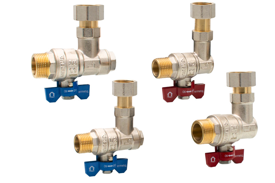 4Pcs. Set corner valve with union connection 2x3/4