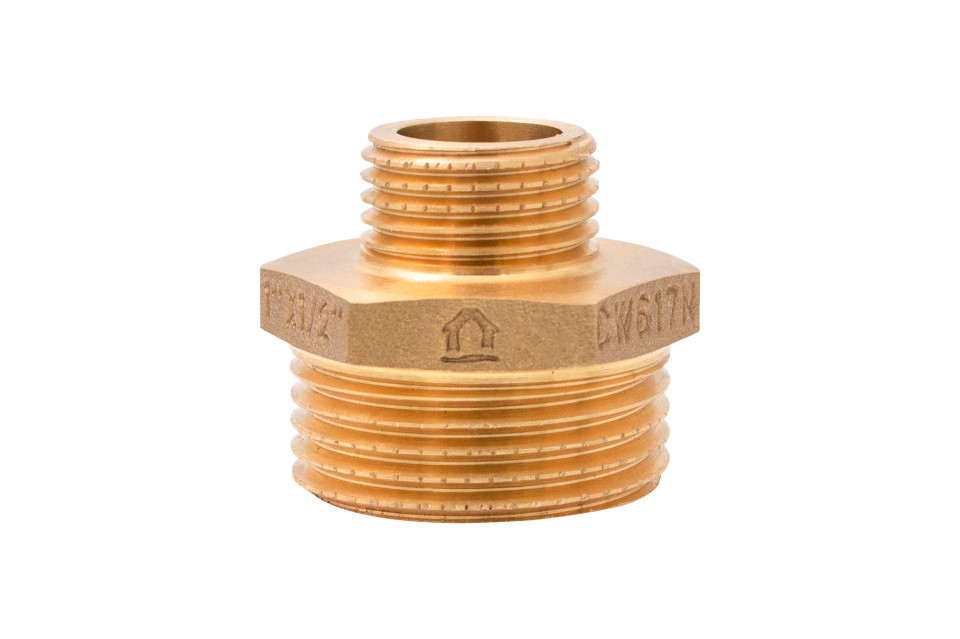 Brass reducing nipple CW617N 1