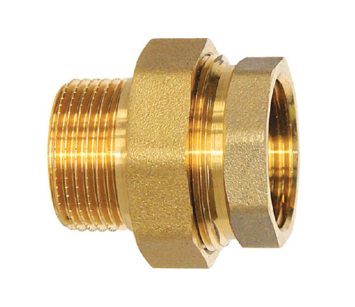 Straight brass pipe union 1/2