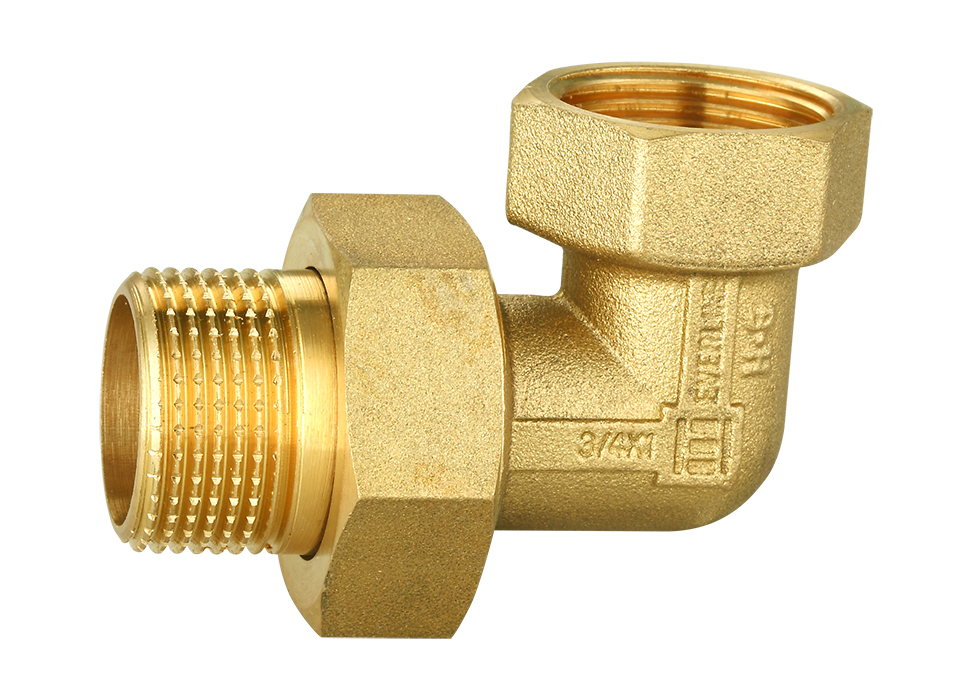 Angle brass pipe union 3/4