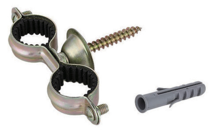 Double pipe clamp with rubber 18