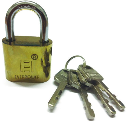 Mechanical padlock with 4 keys GOLD