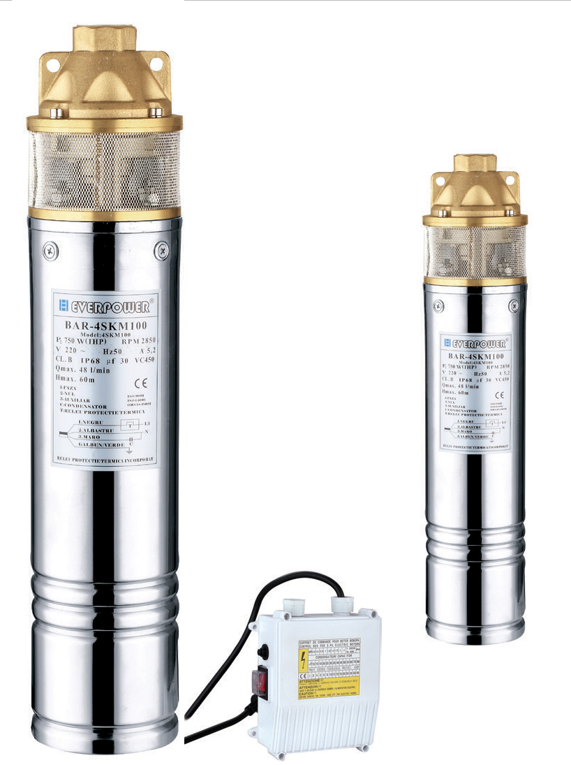 Deep well submersible pump with control panel 750W