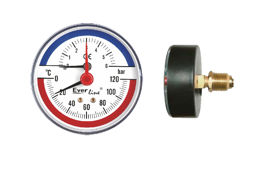 Horizontal thermomanometer 6 bar 120℃