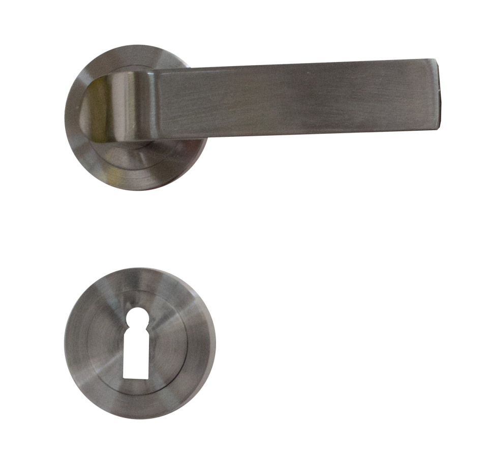 Round rosette handle set with key NICKEL