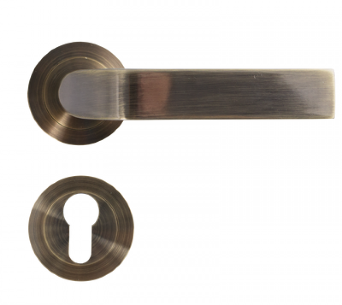 Round rosette handle set with key BRONZE